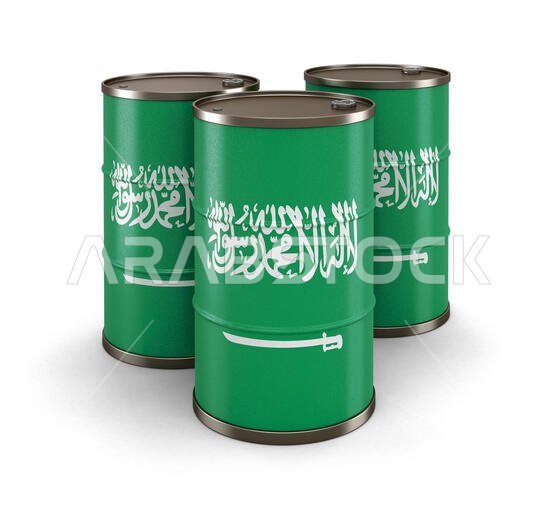 Oil barrel with flag. Image with clipping path