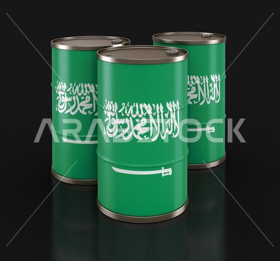 Oil barrel with flag. Image with clipping path