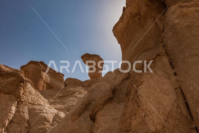Sandstone formations around Al Khobar Caves (Jebel Qarah), Al Hofuf, Saudi Arabia
