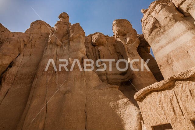 Sandstone formations around Al Khobar Caves (Jebel Qarah), Al Hofuf, Saudi Arabia