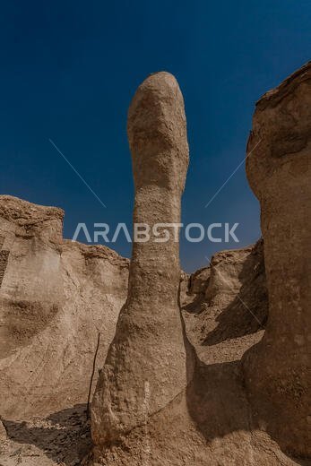Sandstone formations around Al Khobar Caves (Jebel Qarah), Al Hofuf, Saudi Arabia