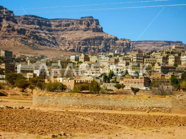 City of Sana'a, streets and buildings of the city in Yemen, sights and architecture of the Middle East.