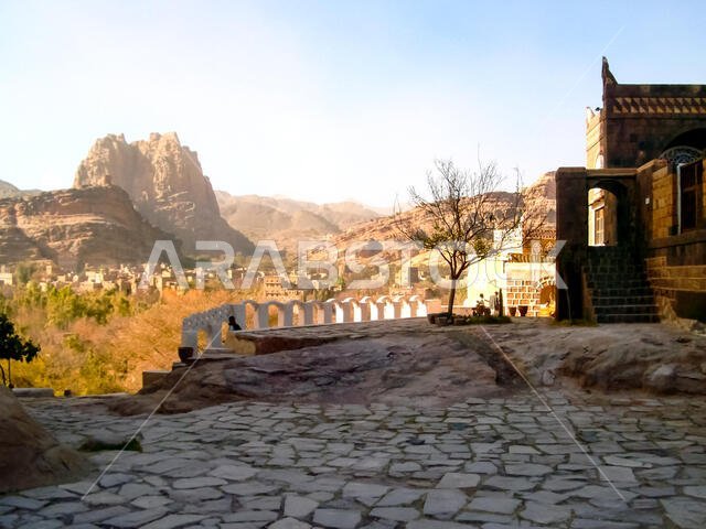 City of Sana'a, streets and buildings of the city in Yemen, sights and architecture of the Middle East.