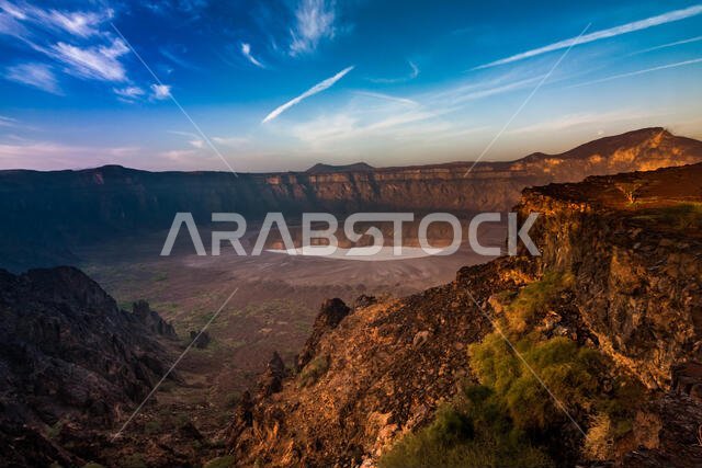 A stunning view of the Al Wahbah crater on a sunny day, Saudi Arabia