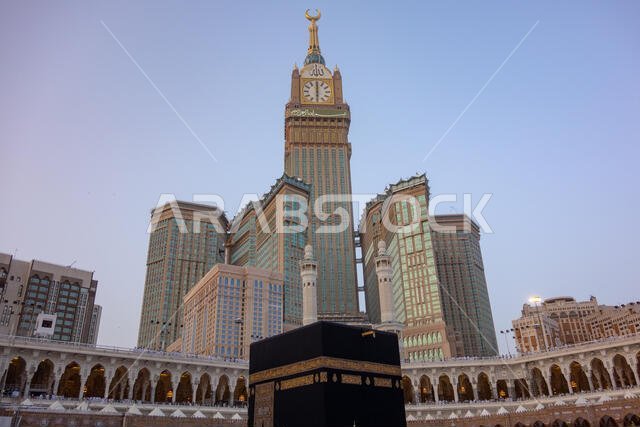 Skyline with Abraj Al Bait (Royal Clock Tower Makkah) in Mecca, Saudi Arabia.