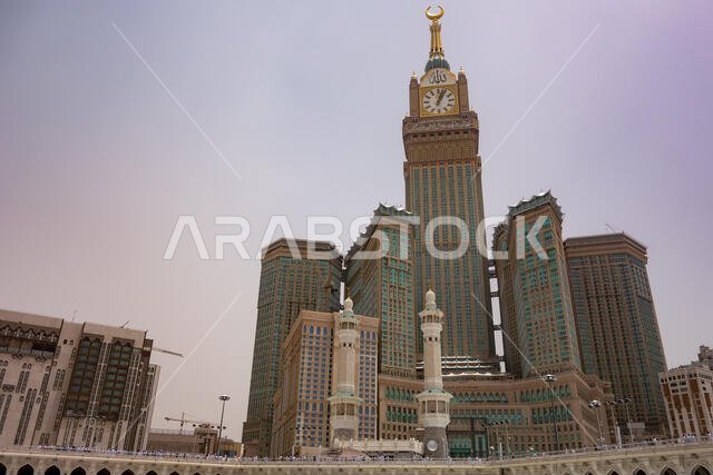 Skyline with Abraj Al Bait (Royal Clock Tower Makkah) in Mecca, Saudi Arabia.