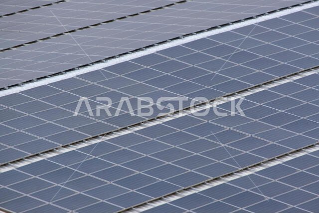 ألواح شمسية على محطة طاقة كهروضوئية