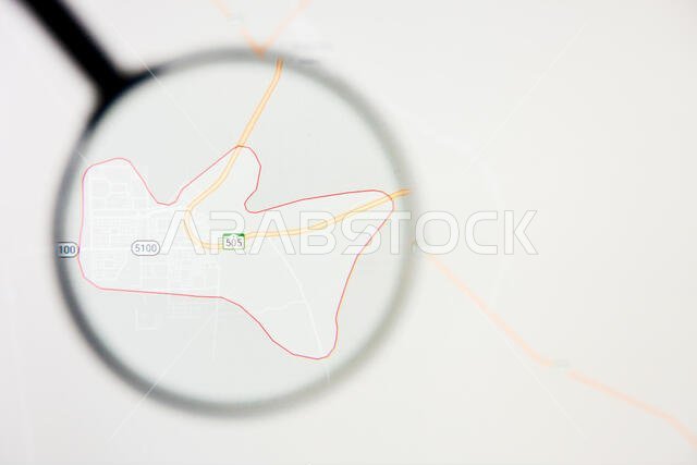 Marat city in Saudi Arabia visualization illustrative concept on screen through magnifying glass