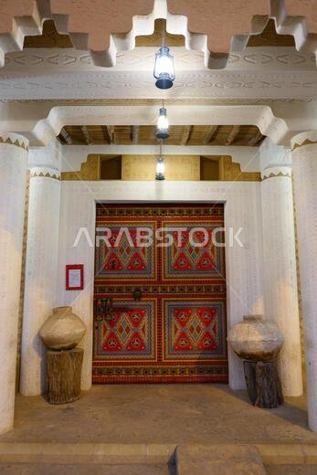 RIYADH, SAUDI ARABIA - DECEMBER 16, 2018: The famous Najd Village Restaurant chain with local arabian food, King Abdulaziz Branch