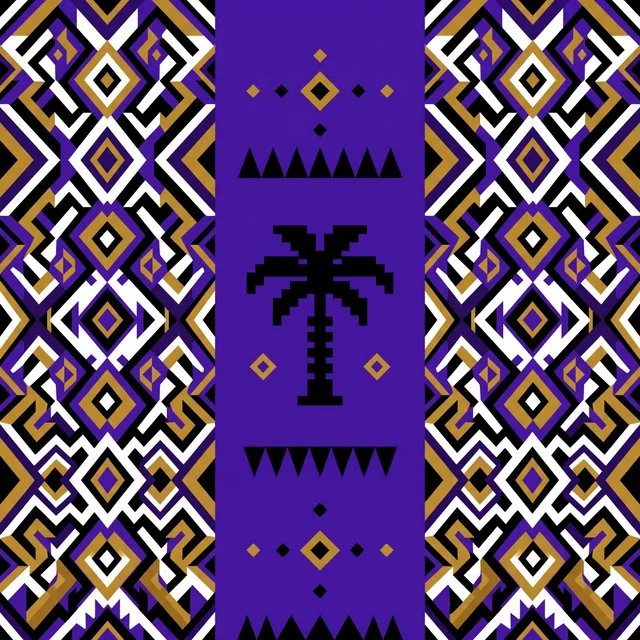 نمط هندسي قبلي شجرة نخيل بنفسجي