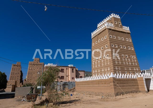 Traditional old mud house, Najran Province, Najran, Saudi Arabia