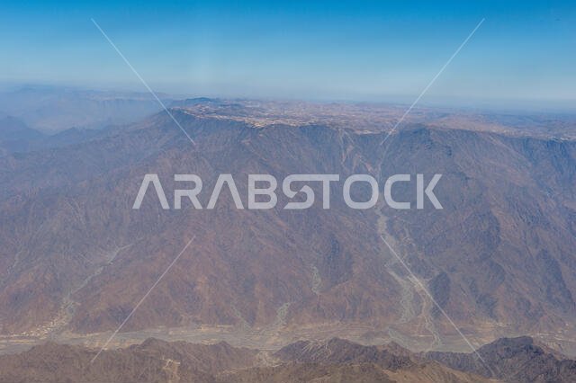 Aerial of the mountainous region around Abha, Saudi Arabia, Middle East