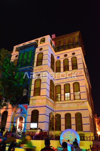 historic Jeddah festival laser show in unesco world heritage historical village Jeddah, Saudi arabia