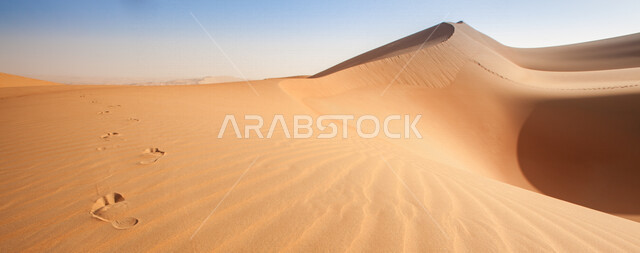 صورة جمالية للمناطق صحراوية ، الكثبان الرملية ، اماكن سياحية ، الطبيعة الصحراوية ، صحراء شبه الجزيرة العربية ، الرمال الذهبية ، البيئة الصحراوية ، تلال رملية