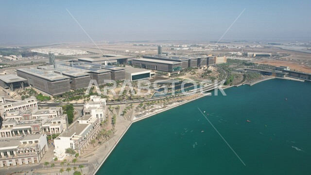 Aerial view of KAUST University in Thuwal, Jeddah, Saudi Arabia, Architecture of King Abdullah University of Science and Technology, King Abdullah University of Science and Technology in Thuwal, Aerial view