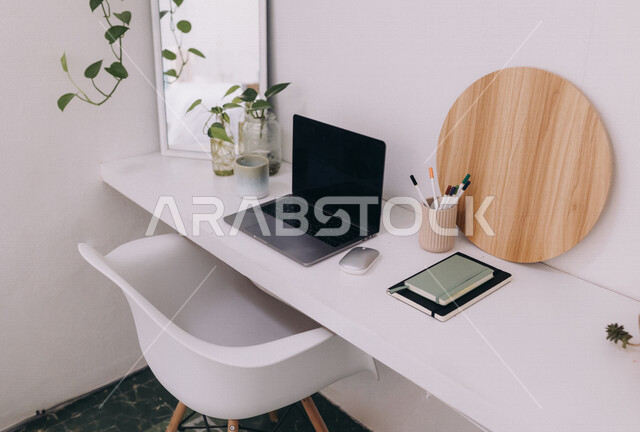 A group of modern technical devices on the office table, the development of technology and technology, computers and tablets on the office table, companies and offices, office table, office background, office work environment, office freelance work, work 