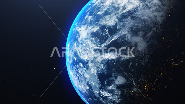 تصوير إبداعي للفضاء الخارجي, النجوم المضييئه في السماء, الخيال العلمي, علوم الفضاء, الأقمار الصناعيه, كوكب الأرض, مجموعة من النجوم الشمسيه المضيئه في الفضاء ليلا, رؤية 2030, رؤية مستقبيله