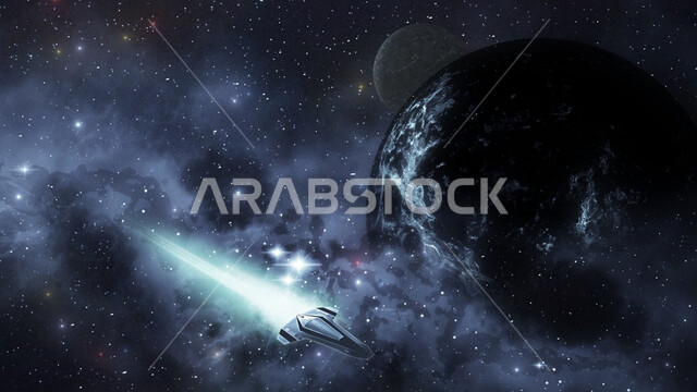 تصوير إبداعي للفضاء الخارجي, النجوم المضييئه في السماء, الخيال العلمي, علوم الفضاء, الأقمار الصناعيه, كوكب الأرض, مجموعة من النجوم الشمسيه المضيئه في الفضاء ليلا, رؤية 2030, رؤية مستقبيله