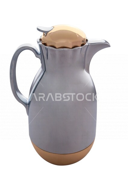 إبريق شاي معدني, ترمس الشاي والقهوه, إبريق المشروبات الساخنه, الضيافه الخليجيه, تقديم الشاي والقهوه, أواني منزليه, خلفيه بيضاء