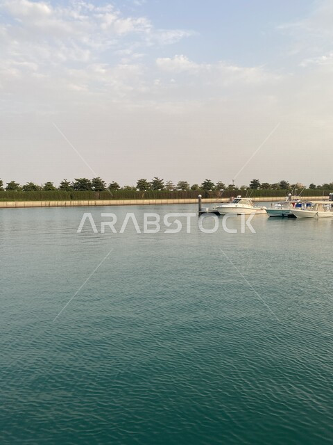 صورة جمالية لشاطئ البحر ، خلفية الطبيعة ، المناظر البحرية الهادئة ، هدوء وجمال البحر ، أماكن سياحية ، الطبيعة البحرية ، قوارب خشبية تبحر في البحر