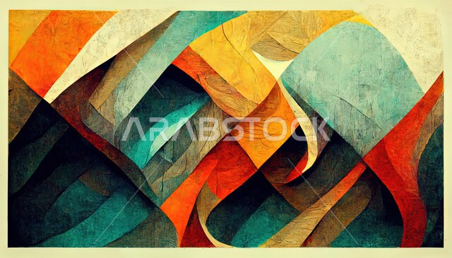 خلفية زخرفية مجردة ملونة ، رسومات و أشكال هندسية ، خطوط وأشكال هندسية ملونة ، فنون عربية جميلة ، رسومات إبداعية ، تصميمات زخرفية