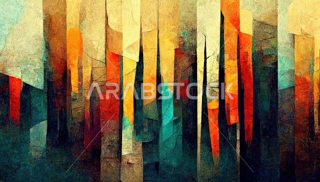 خلفية زخرفية مجردة ملونة ، رسومات و أشكال هندسية ، خطوط وأشكال هندسية ملونة ، فنون عربية جميلة ، رسومات إبداعية ، تصميمات زخرفية