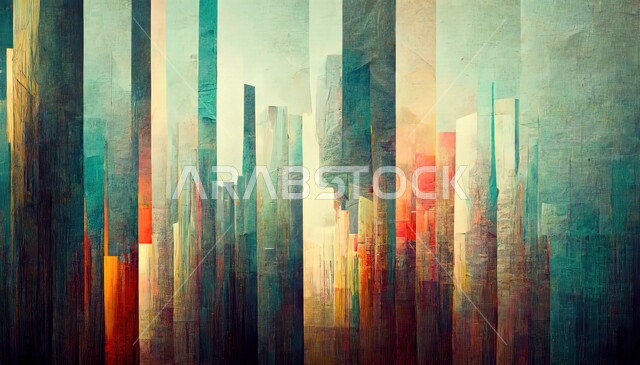 خلفية زخرفية مجردة ملونة ، رسومات و أشكال هندسية ، خطوط وأشكال هندسية ملونة ، فنون عربية جميلة ، رسومات إبداعية ، تصميمات زخرفية