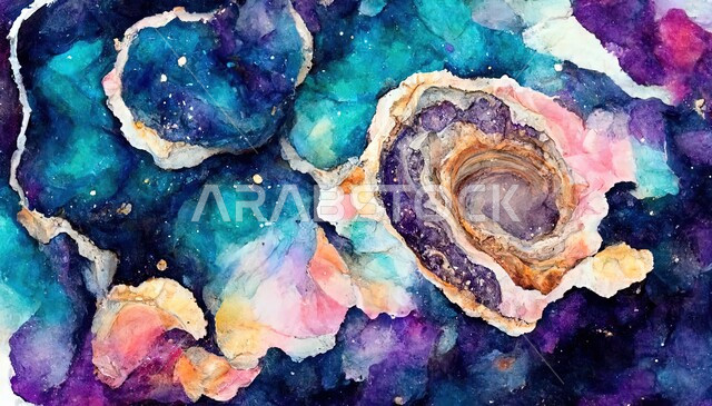 خلفية زخرفية مجردة ملونة ، رسومات و أشكال هندسية ، خطوط وأشكال هندسية ملونة ، فنون عربية جميلة ، رسومات إبداعية ، تصميمات زخرفية