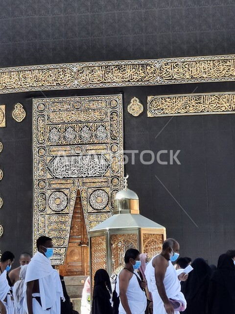A picture of the Kaaba in Mecca, Saudi Arabia, performing Hajj and Umrah, circumambulating the Kaaba, worshiping and getting closer to God, Islamic religious landmarks in Saudi Arabia