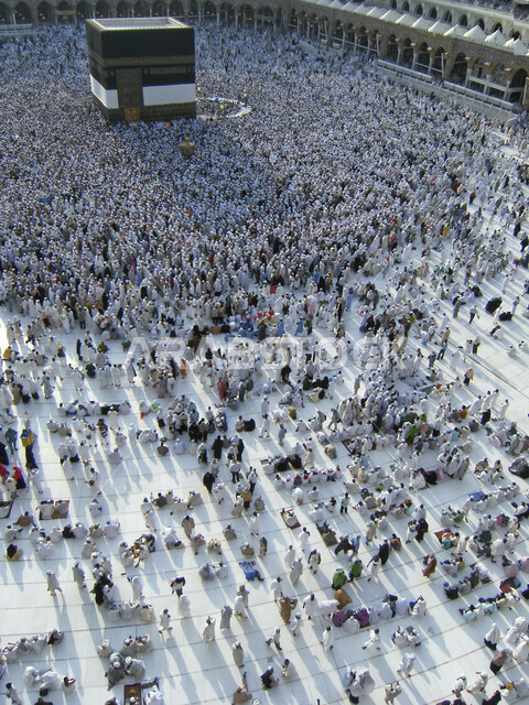Hajj pilgrims circumambulate the Kaaba, the Holy Mosque in Mecca, Saudi Arabia, performing Hajj and Umrah, worship and getting closer to God, Islamic religious landmarks, Hajj season