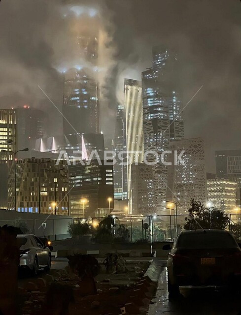 Creative image of King Abdullah Financial Center (KAFD) in Riyadh, Saudi Arabia, towers and skyscrapers, famous Riyadh landmarks, architecture in Saudi Arabia, tourism in Saudi Arabia