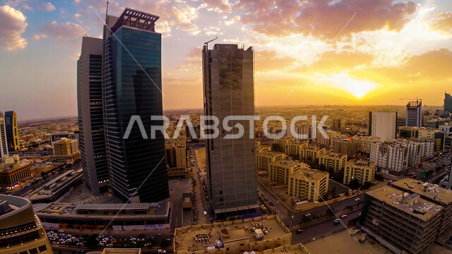 صورة إبداعية لمدينة الرياض، الأبراج وناطحات السحاب، الفن الهندسي المعماري بالسعودية، معالم سياحية مشهورة بالرياض في المملكة العربية السعودية، أفق مدينة الرياض، طريق الملك فهد بالرياض، أبراج الرياض