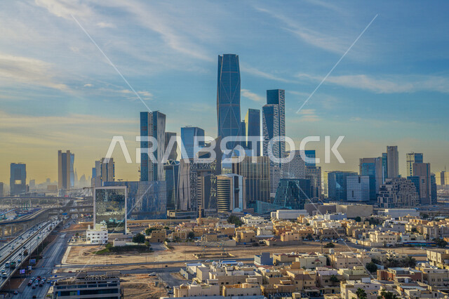 Towers of King Abdullah Financial District (CAFD) in Riyadh, Saudi Arabia, roads and streets, architecture, economic towers, towers and skyscrapers, landmarks of Riyadh, tourism in Saudi Arabia