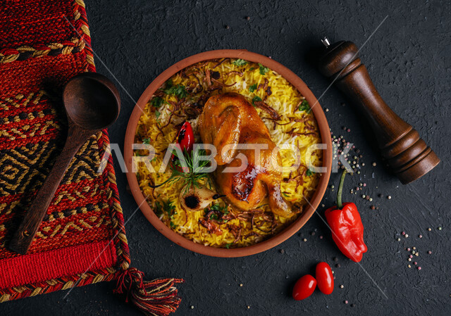 Arabic Cook A plate of chicken kabsa rice, traditional Arab food, Arab food ...