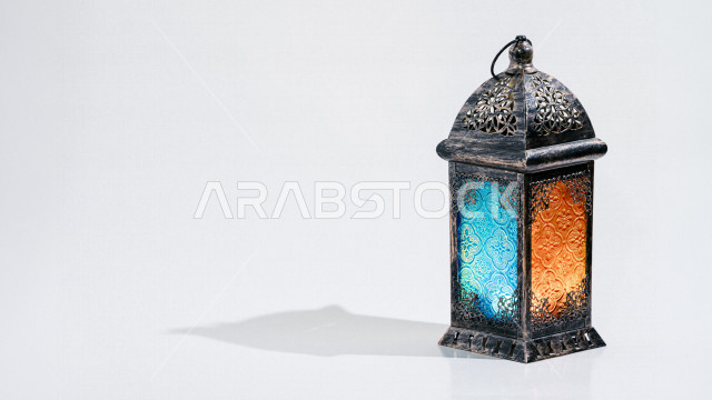 Traditional Arabic Lantern Made of Copper, Ramadan Lighting and Decorations, Celebration and Joy of Ramadan, Decorations and Lights, Wonderful Ramadan Atmosphere, Preparing to Enter the Holy Month of Ramadan