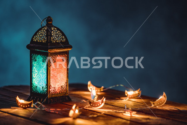 Traditional Arabic Lantern Made of Copper, Ramadan Lighting and Decorations, Celebration and Joy of Ramadan, Decorations and Lights, Wonderful Ramadan Atmosphere, Preparing to Enter the Holy Month of Ramadan
