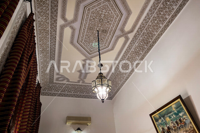 صورة لسقف غرفة في شقة سكنية ، فنادق شعبية ، إستراحات ، تصميم معماري هندسي ، تصاميم وديكورات داخلية