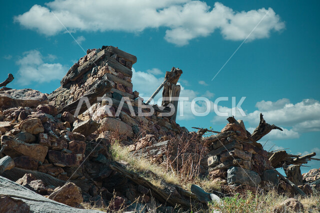 Old stone house, ancient Arab architecture, antique historical house