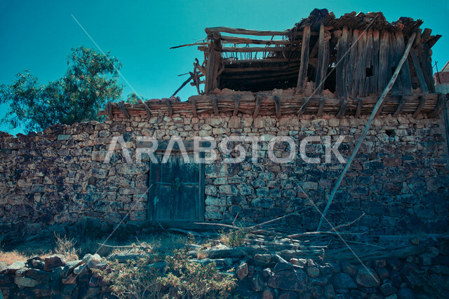 Old stone house, ancient Arab architecture, antique historical house