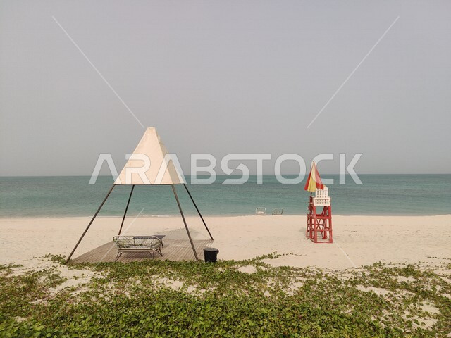 A quiet session on the beach of Ras Tanura in the Kingdom of Saudi Arabia, the waterfront, beautiful landscapes, tourist places