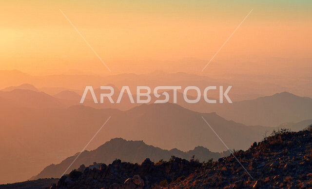 Mountains and sandy heights in Saudi Arabia, landscapes, mountainous nature in Saudi Arabia, nature background