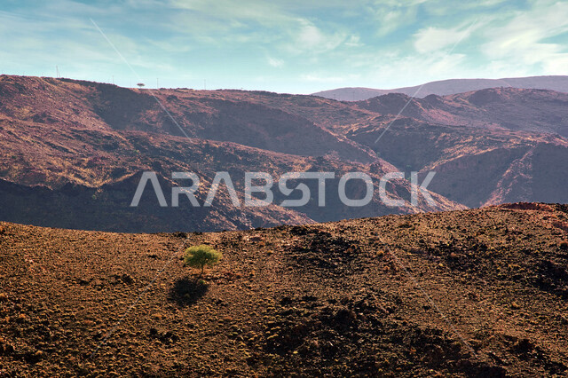 Mountains and sandy heights in Saudi Arabia, landscapes, mountainous nature in Saudi Arabia, nature background