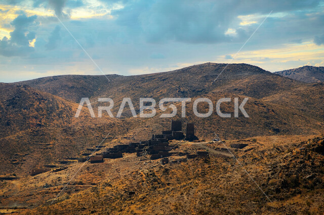 Mountains and sandy heights in Saudi Arabia, landscapes, mountainous nature in Saudi Arabia, nature background