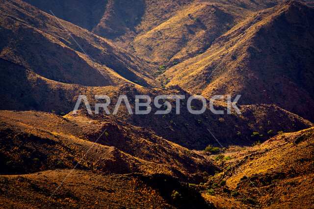 الجبال والمرتفعات الرملية في المملكة العربية السعودية، مناظر طبيعية، الطبيعة الجبلية في السعودية، خلفية الطبيعة