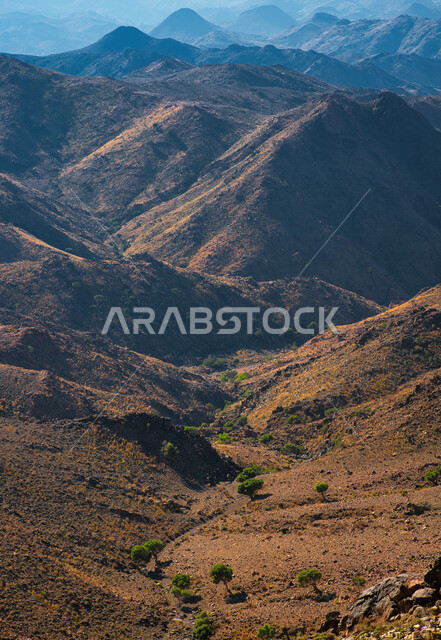 Mountains and sandy heights in Saudi Arabia, landscapes, mountainous nature in Saudi Arabia, nature background