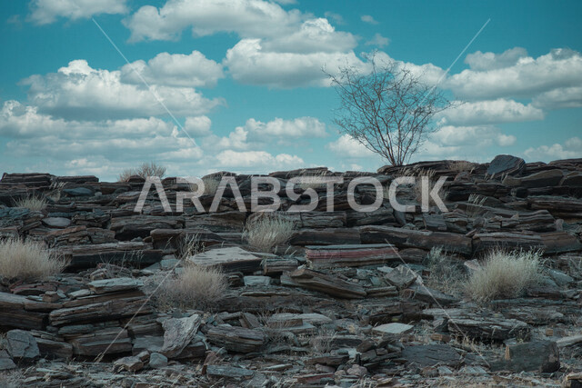 Rocky natural environment, rocks and rocky heights, natural rocks, cloudy sky, stunning scenery