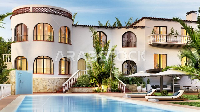 فيلا خارجي مع مسبح صغير ، تصاميم عصرية و جذابة ، ديكورات رائعة ، تصاميم فخمة و جميلة ، شقق سكنية سياحية ، فنادق فاخرة ، أماكن سياحية ترفيهية ، شاليهات سياحية