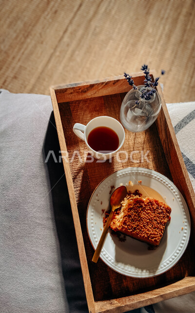 Delicious breakfast, sweets and sugars, hot coffee drink, dessert, art and professional photography