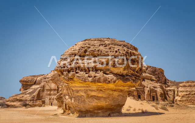 The beauty of the desert nature of the city of Al-Ula, rocks of various ...