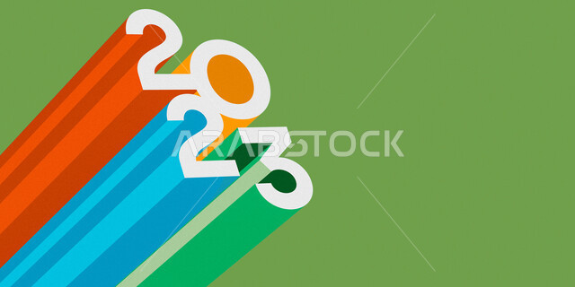 خلفية تصميم سنة 2023، عام جديد، سنة سعيدة، ترقب وانتظار، قالب تصميم غلاف، رأس السنة الجديدة، رأس السنة 2023، أعياد ومناسبات سعيدة، تصميم ثلاثي الابعاد بخلفية خضراء معزولة، تصاميم ابداعية